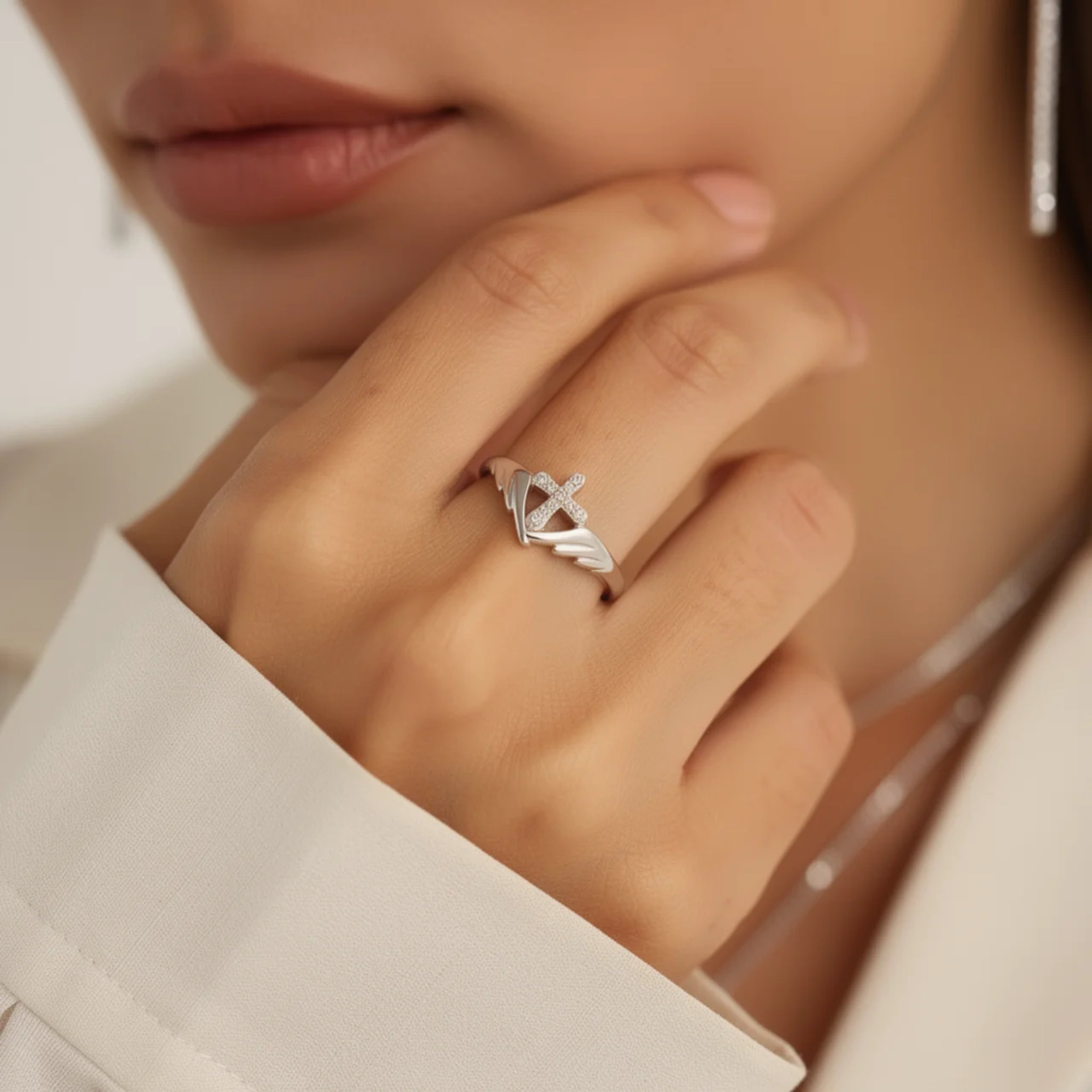 Protected by Grace Angel Wings Ring