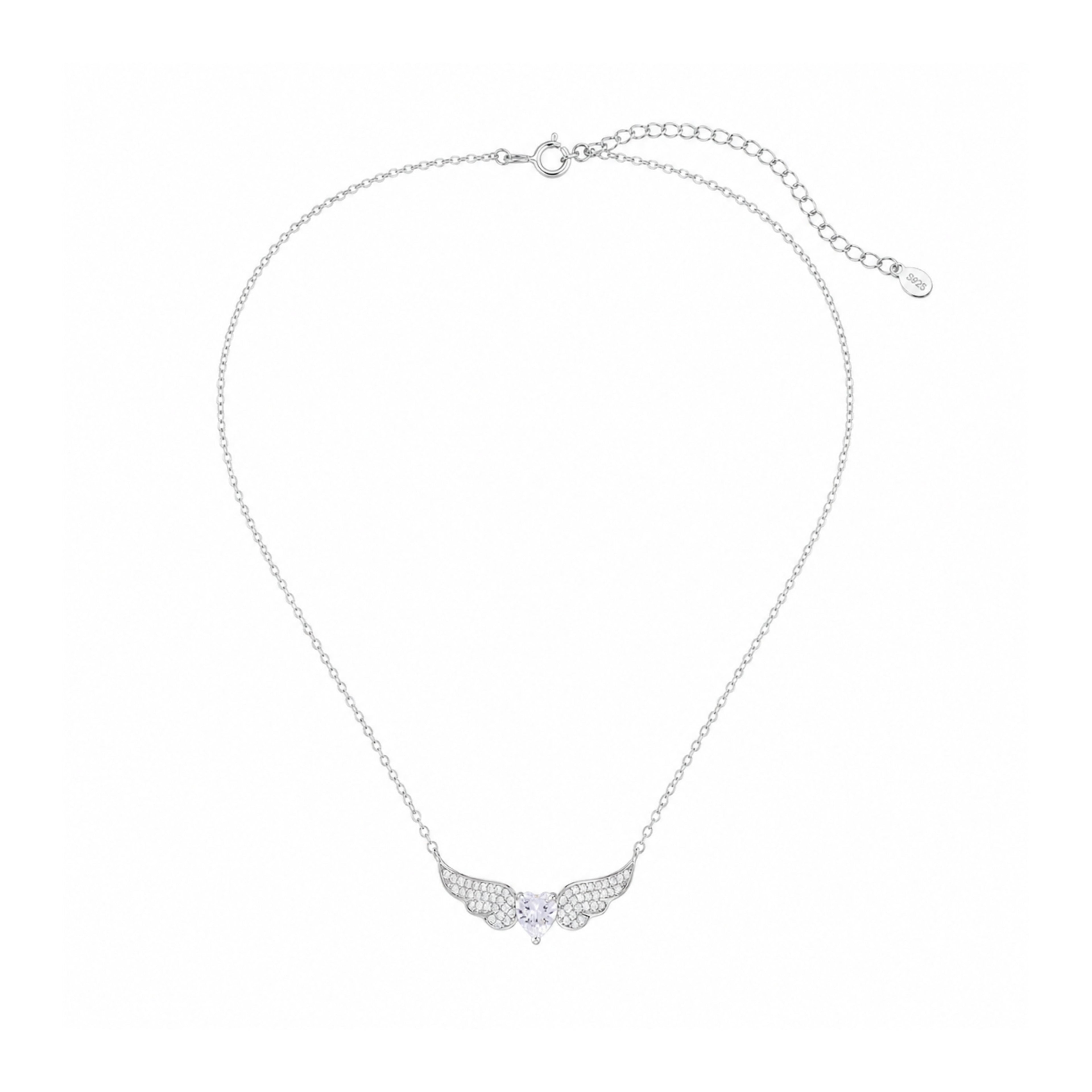 Celestine Heart Wings Necklace