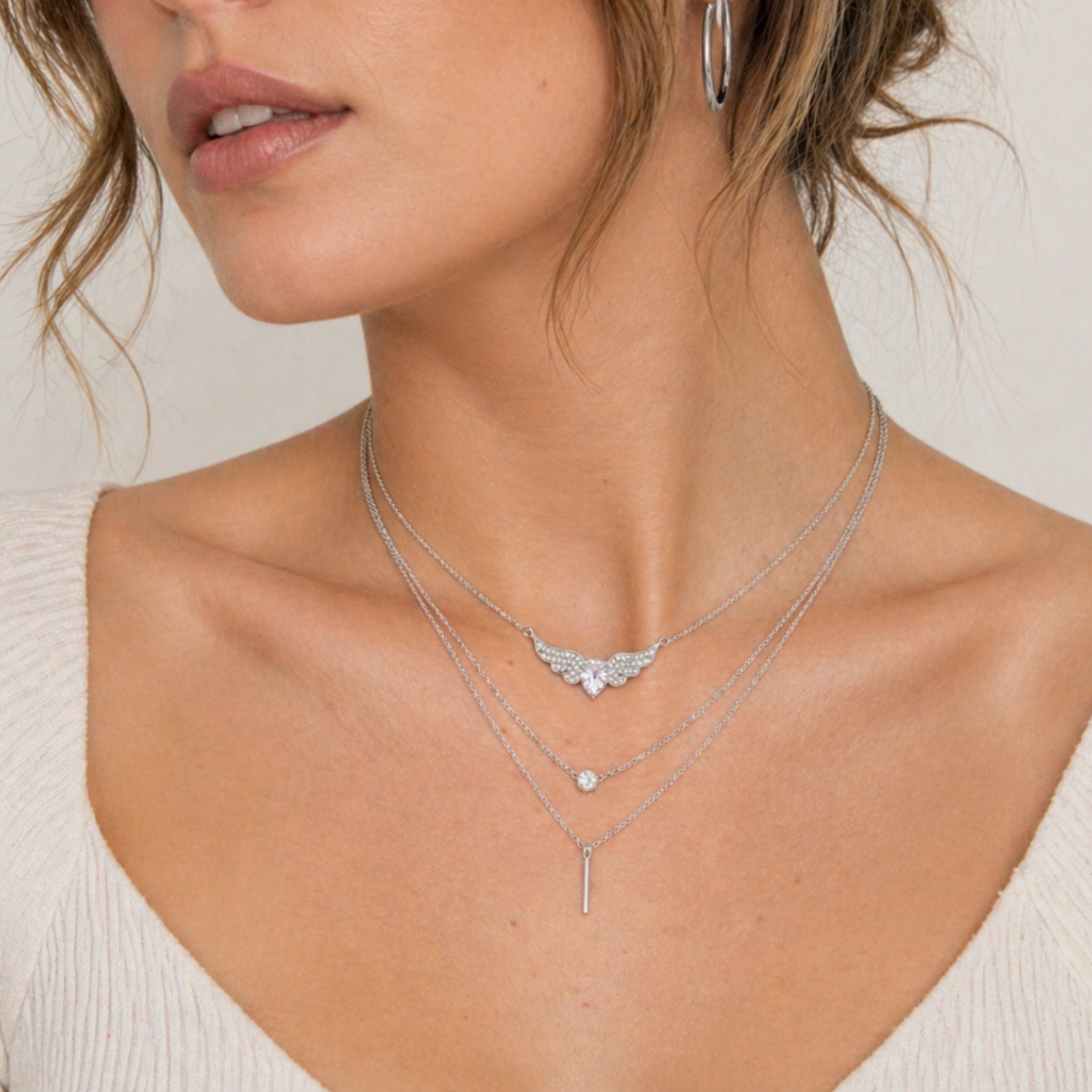Celestine Heart Wings Necklace