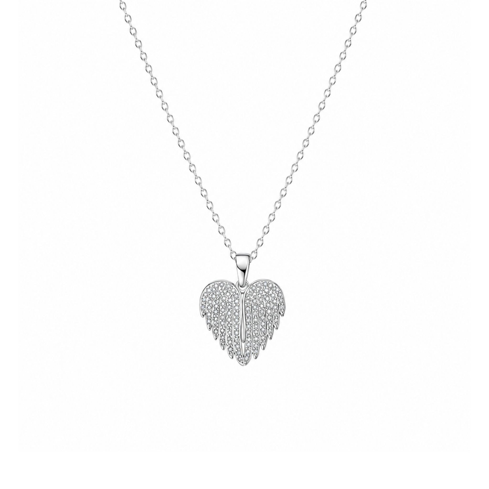 Celestine Heart Wing Necklace