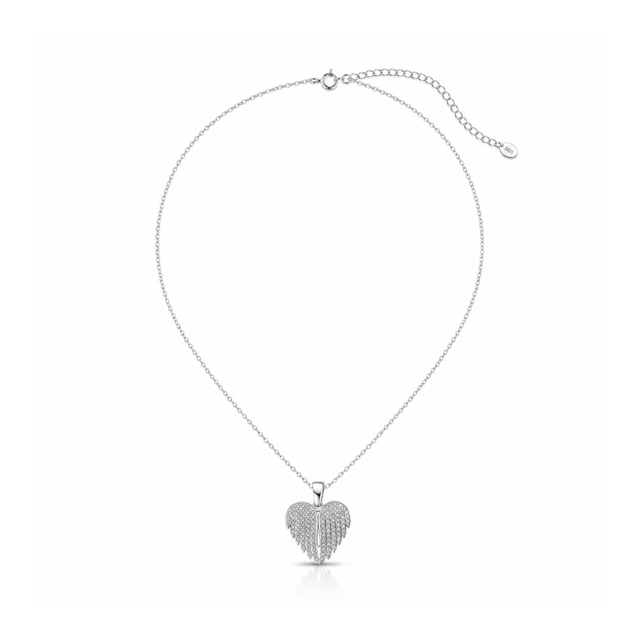 Celestine Heart Wing Necklace